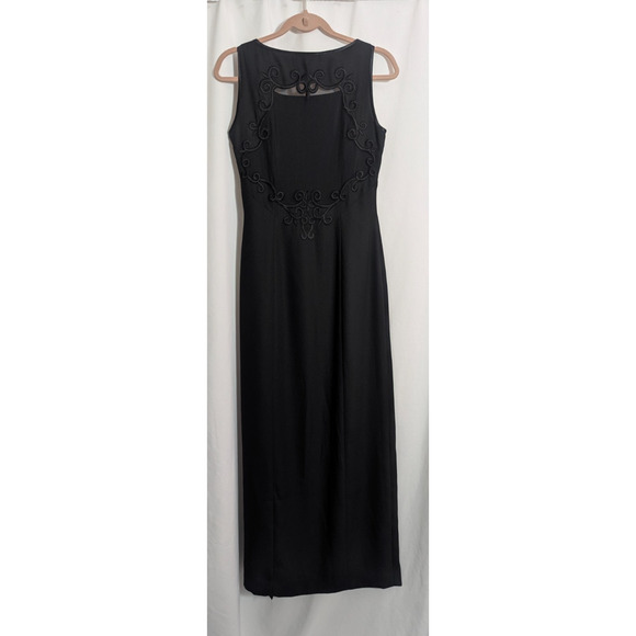 Vtg Reggio Black Embroidered Mesh Sleeveless Maxi Dress Size 8 M1 Formal Goth - Picture 4 of 6